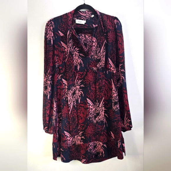 A.L.C. Emery Floral Silk Mini Dress Floral Long Sleeve Dress Size 8 - Picture 1 of 11